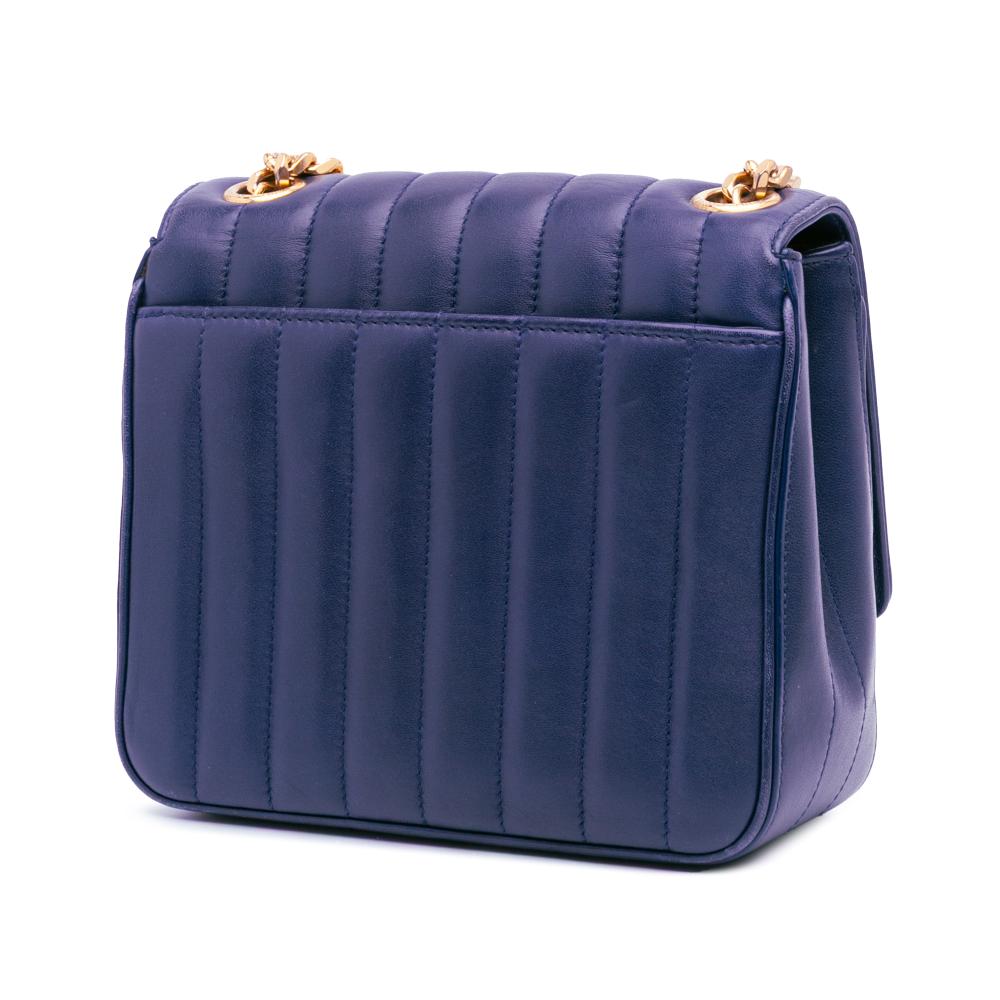 Saint Laurent B Saint Laurent Blue Lambskin Leather Leather Medium Lambskin Monogram Vicky Chain Bag Italy