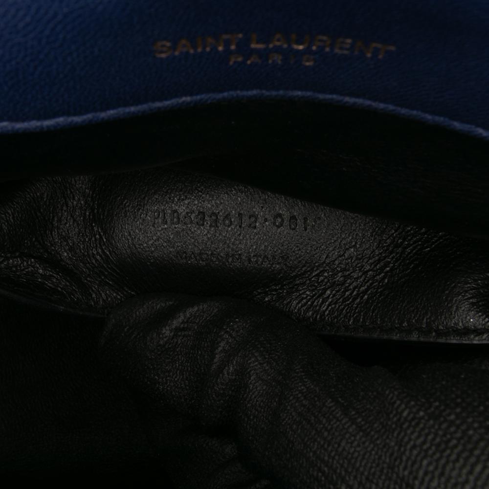 Saint Laurent B Saint Laurent Blue Lambskin Leather Leather Medium Lambskin Monogram Vicky Chain Bag Italy