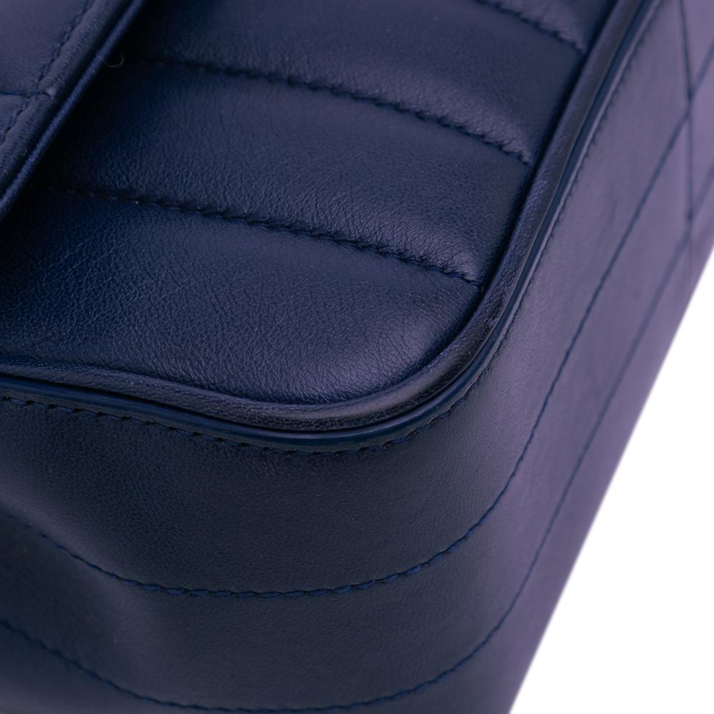 Saint Laurent B Saint Laurent Blue Lambskin Leather Leather Medium Lambskin Monogram Vicky Chain Bag Italy