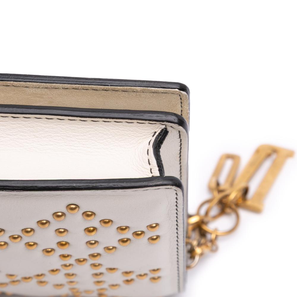 Christian Dior B Dior White Ivory Calf Leather Studded skin Cannage Lady Dior Wallet on Chain Italy