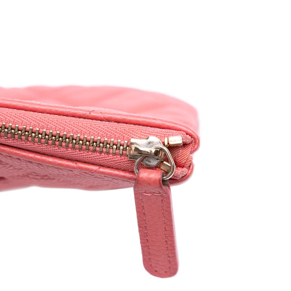 Chanel B Chanel Pink Caviar Leather Leather Medium Quilted Caviar O Case Clutch Italy