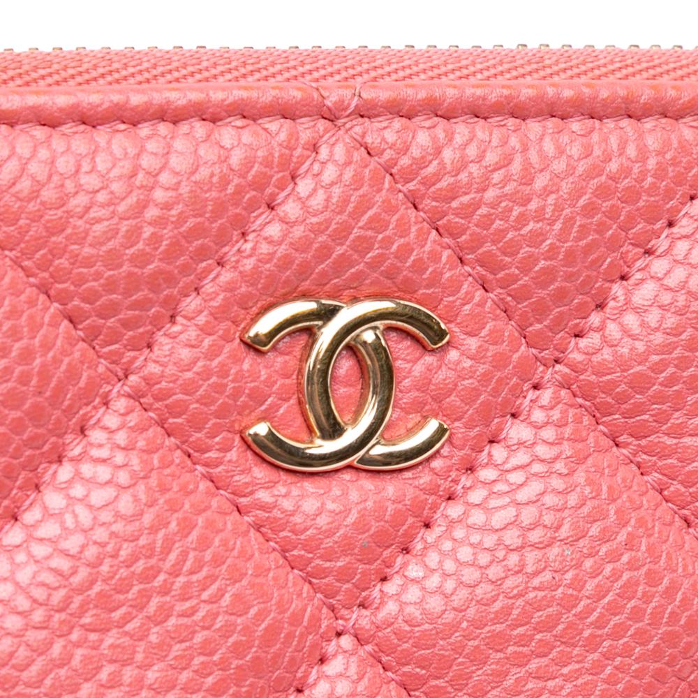 Chanel B Chanel Pink Caviar Leather Leather Medium Quilted Caviar O Case Clutch Italy