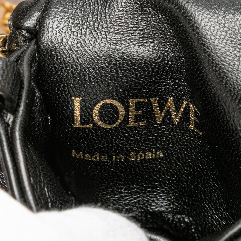 Loewe AB LOEWE Black Lambskin Leather Leather Shiny Lambskin Goya Puffer Case Spain