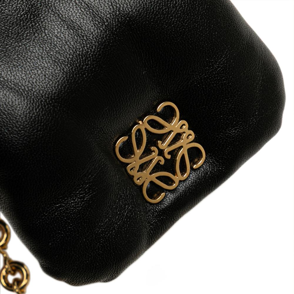 Loewe AB LOEWE Black Lambskin Leather Leather Shiny Lambskin Goya Puffer Case Spain