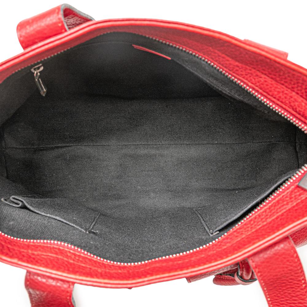 Burberry B Burberry Red Calf Leather House Check Trimmed Grainy skin Horn Toggle Tote Italy