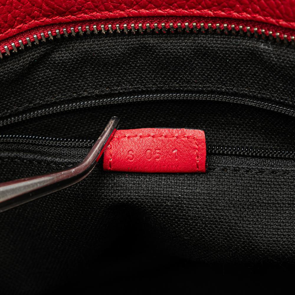 Burberry B Burberry Red Calf Leather House Check Trimmed Grainy skin Horn Toggle Tote Italy