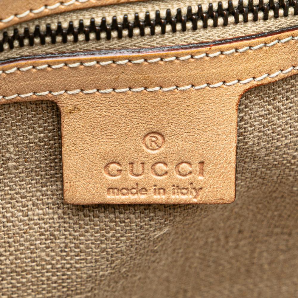 Gucci B Gucci White Calf Leather Woven Bamboo Studded Hobo Italy