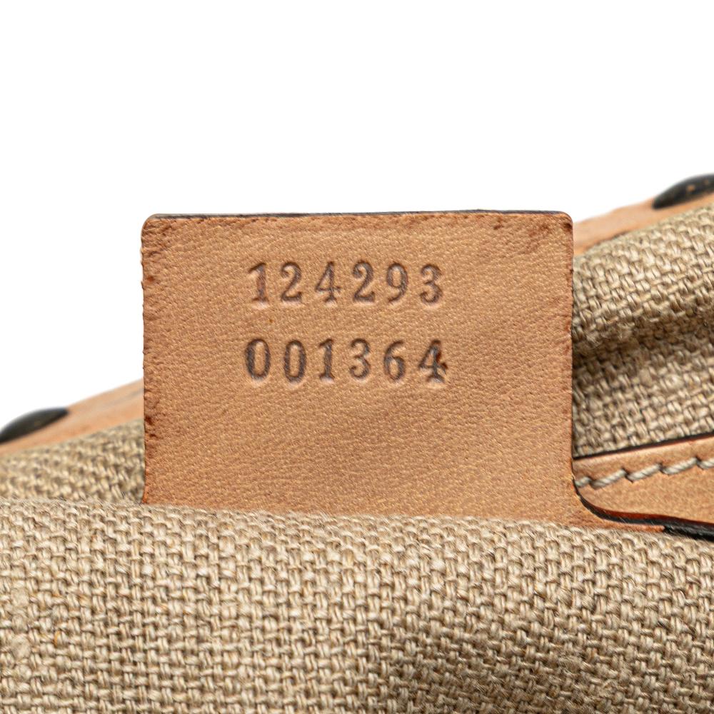 Gucci B Gucci White Calf Leather Woven Bamboo Studded Hobo Italy