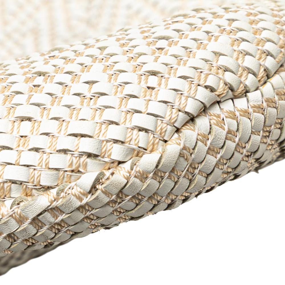 Gucci B Gucci White Calf Leather Woven Bamboo Studded Hobo Italy