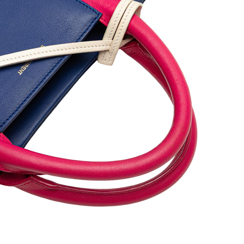 Saint Laurent B Saint Laurent Blue Calf Leather Medium Smooth Tricolor skin Cabas Rive Gauche Satchel Italy