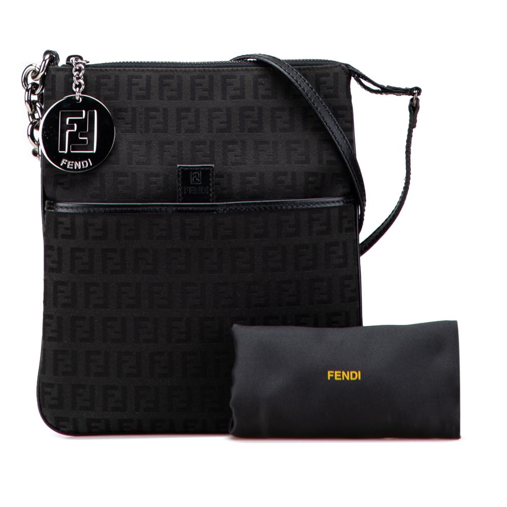 Fendi B Fendi Black Canvas Fabric Zucchino Crossbody Italy