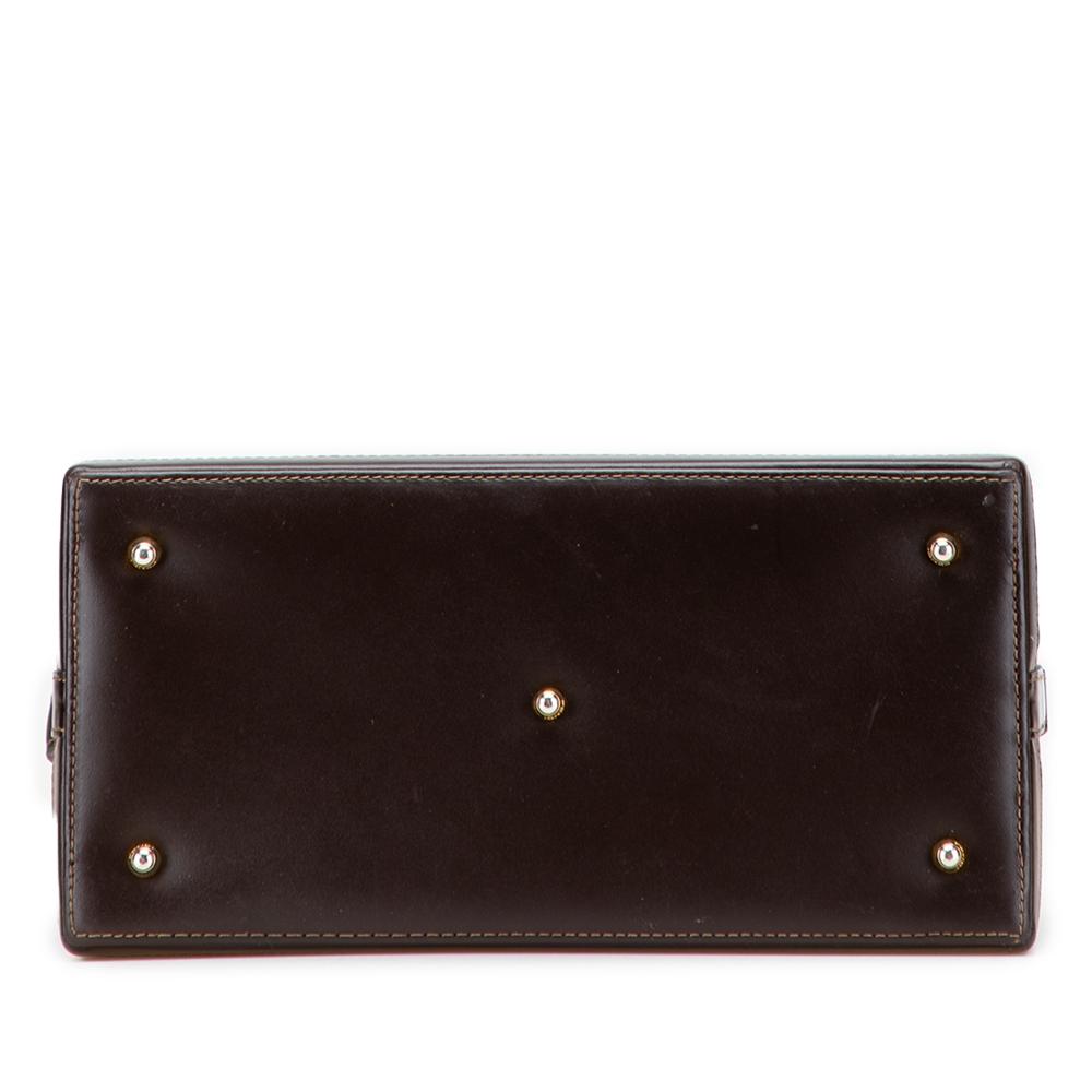 Fendi B Fendi Brown Canvas Fabric Zucca Push Lock Box Handbag Italy