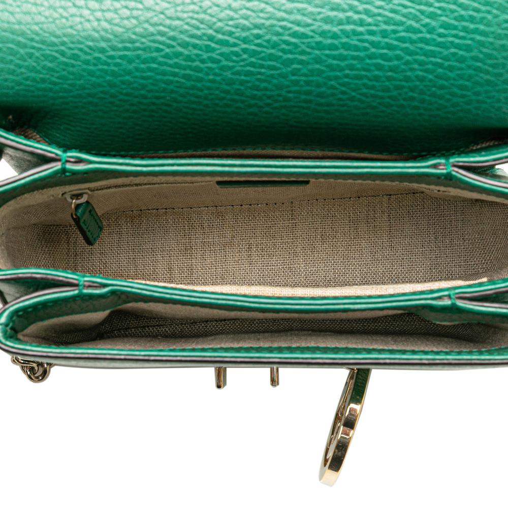 Gucci B Gucci Green Calf Leather Small Dollar skin Interlocking G Crossbody Italy