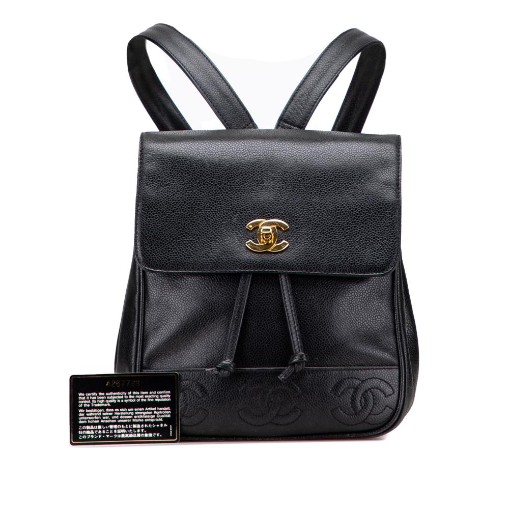 Chanel B Chanel Black Caviar Leather Leather Caviar Triple CC Backpack Italy