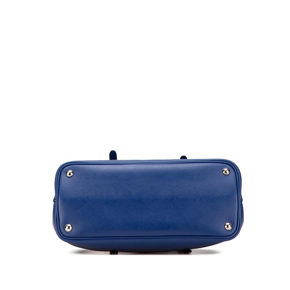 Prada B Prada Blue Saffiano Leather Medium Cuir Double Satchel Italy