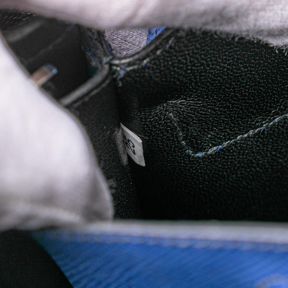 Prada B Prada Blue Saffiano Leather Medium Cuir Double Satchel Italy