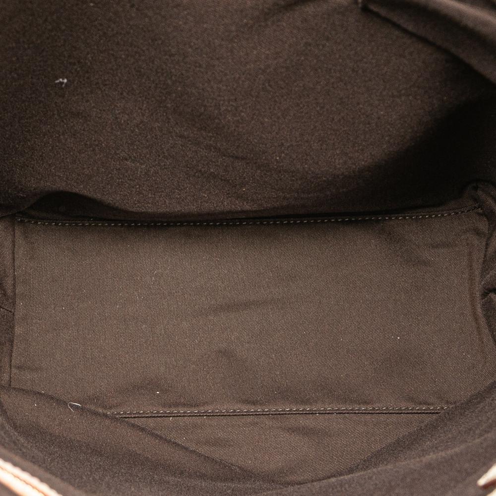 Gucci B Gucci Brown Beige with White Canvas Fabric GG Charmy Tote Italy