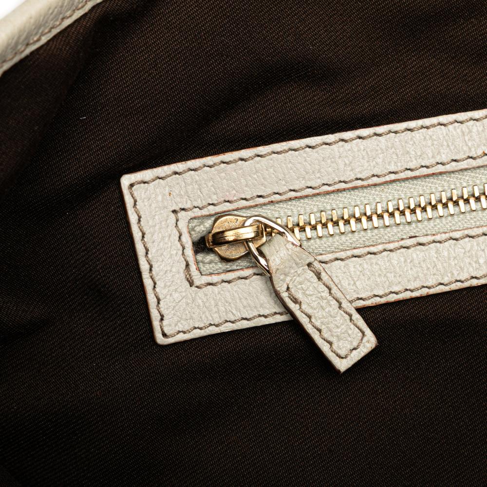 Gucci B Gucci Brown Beige with White Canvas Fabric GG Charmy Tote Italy