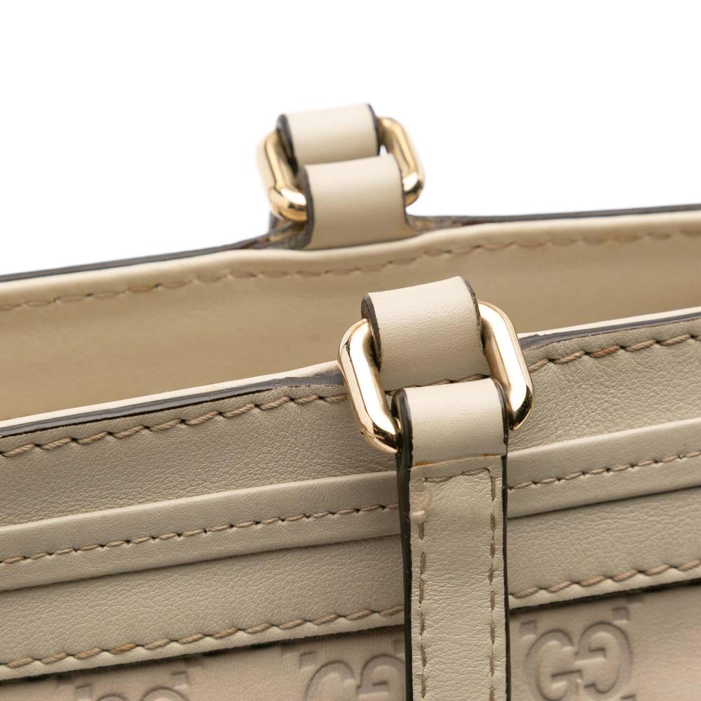 Gucci B Gucci Brown Light Beige Calf Leather Guccissima Mayfair Tote Italy