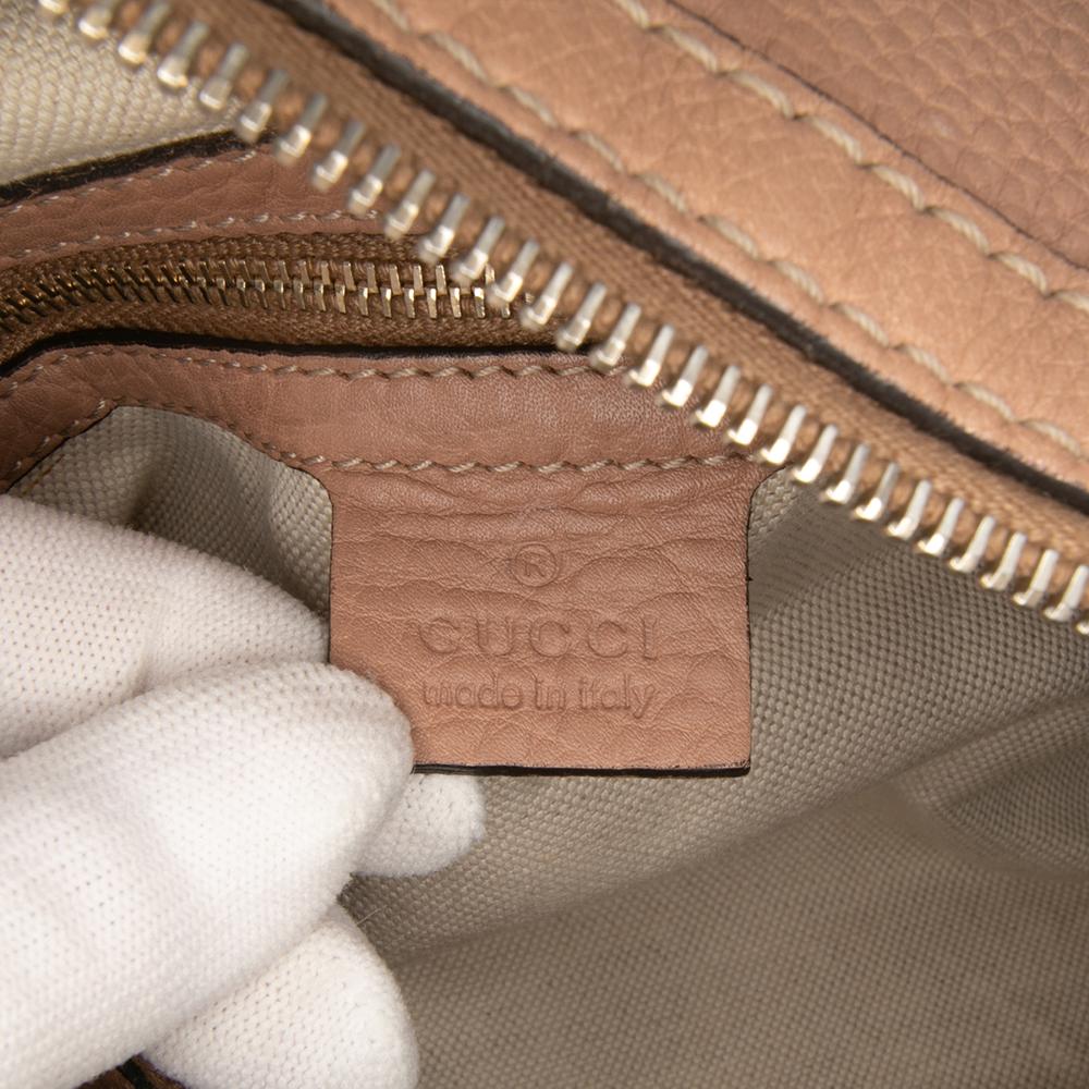 Gucci B Gucci Brown Nude Calf Leather Medium Pebbled skin Bella Shoulder Bag Italy