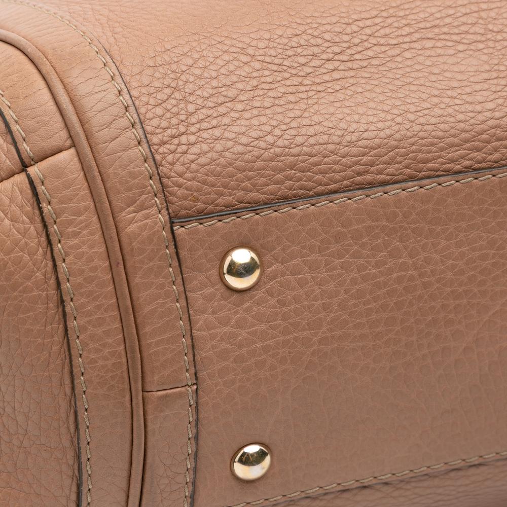 Gucci B Gucci Brown Nude Calf Leather Medium Pebbled skin Bella Shoulder Bag Italy