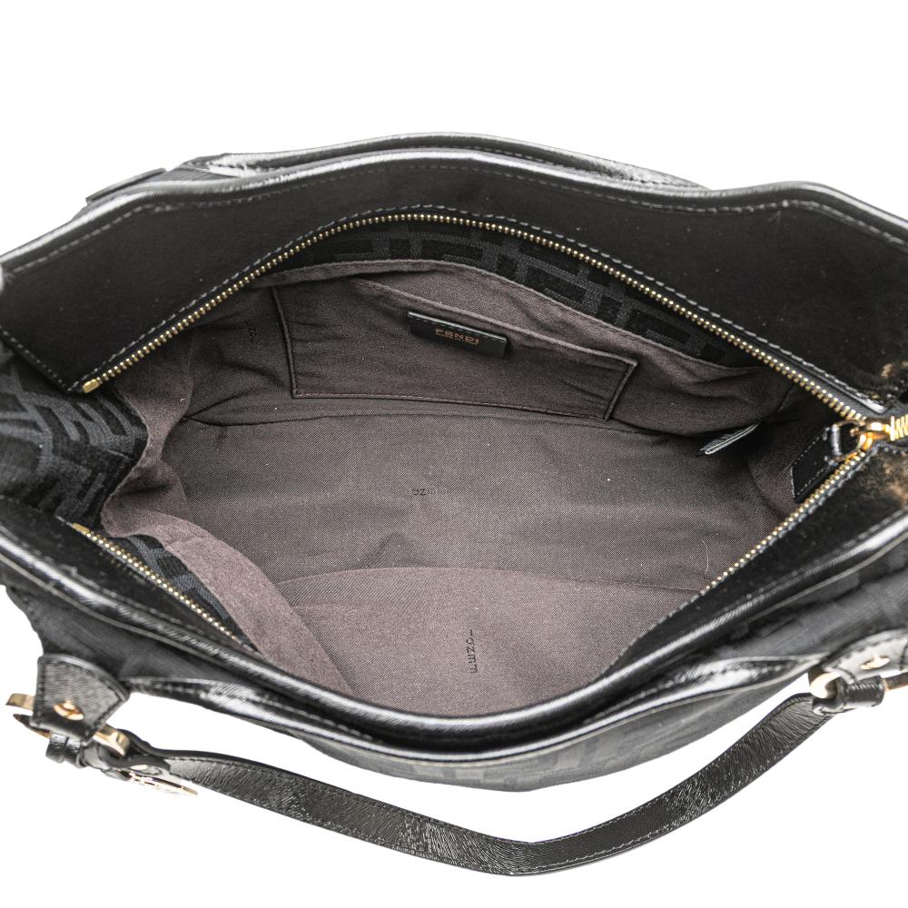 Fendi B Fendi Black Canvas Fabric Zucca Chef Tote Italy