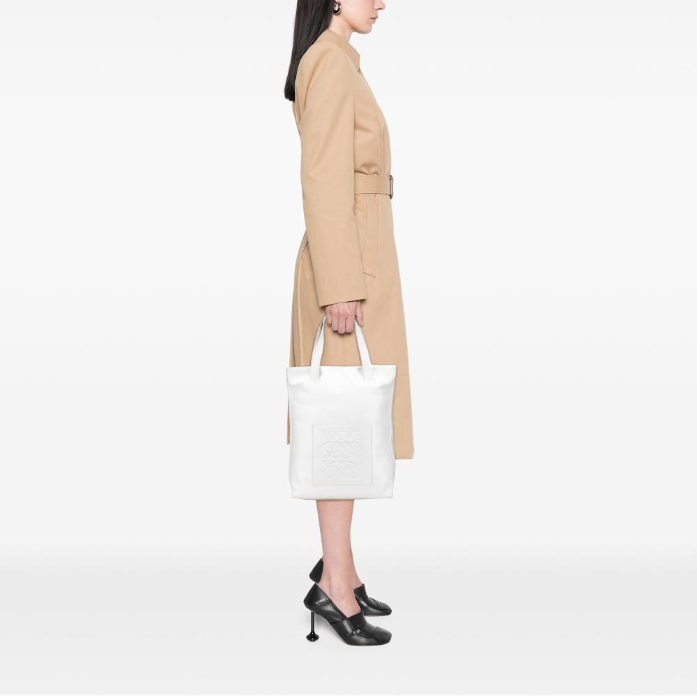 Loewe B LOEWE White Calf Leather Anagram Shopper Tote Spain