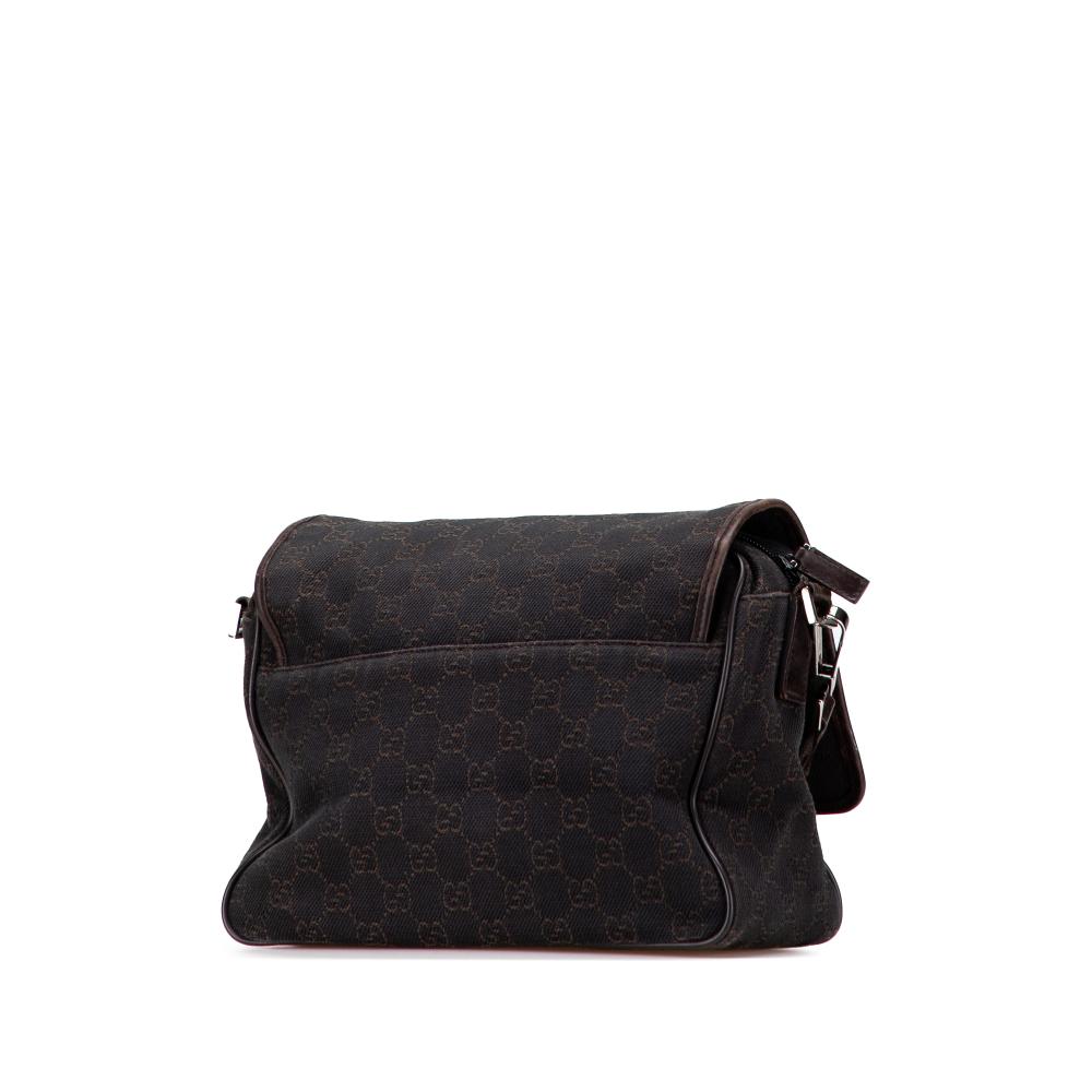 Gucci B Gucci Brown Dark Brown Canvas Fabric GG Crossbody Italy