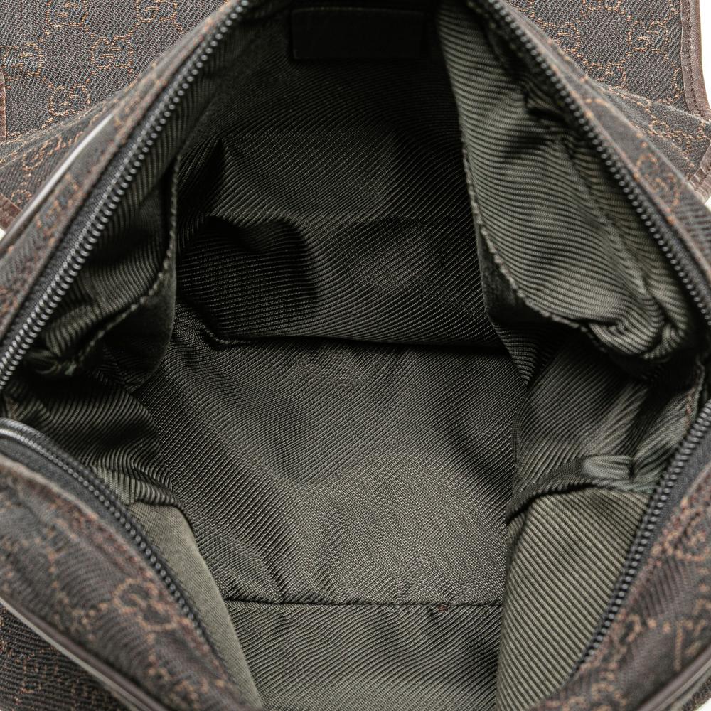 Gucci B Gucci Brown Dark Brown Canvas Fabric GG Crossbody Italy
