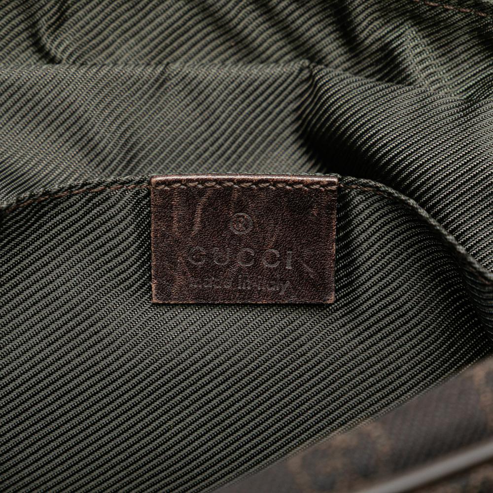 Gucci B Gucci Brown Dark Brown Canvas Fabric GG Crossbody Italy