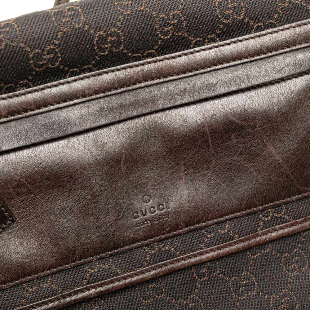 Gucci B Gucci Brown Dark Brown Canvas Fabric GG Crossbody Italy