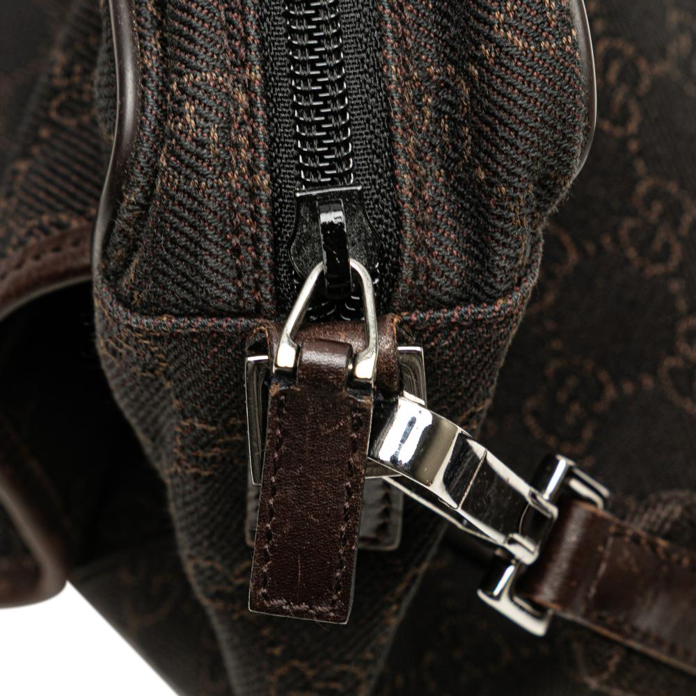 Gucci B Gucci Brown Dark Brown Canvas Fabric GG Crossbody Italy