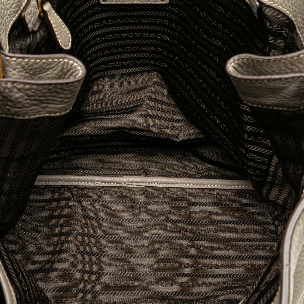 Prada B Prada Gray Calf Leather Vitello Daino Side Zip Shopper Tote China