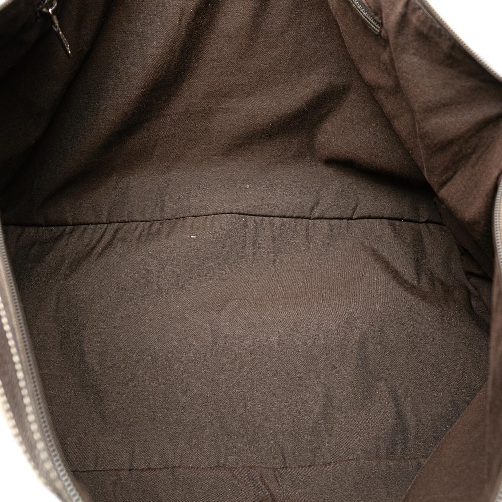 Gucci AB Gucci Brown Beige Coated Canvas Fabric XL GG Crystal Travel Bag Italy