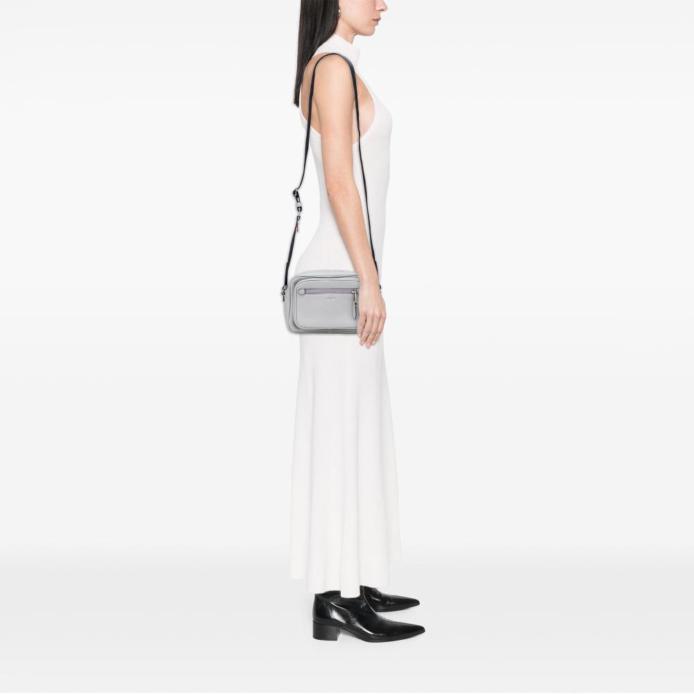 Burberry B Burberry Gray Calf Leather Logo Cloud Crossbody Italy