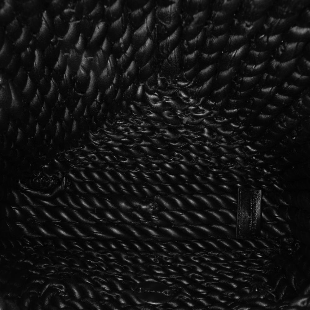 Bottega Veneta Black Lambskin Torchon Classic Tasseled Twisted Crossbody Italy