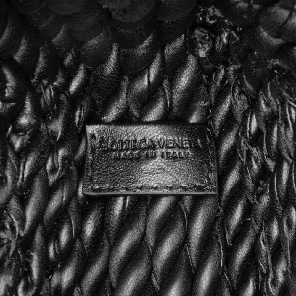 Bottega Veneta Black Lambskin Torchon Classic Tasseled Twisted Crossbody Italy