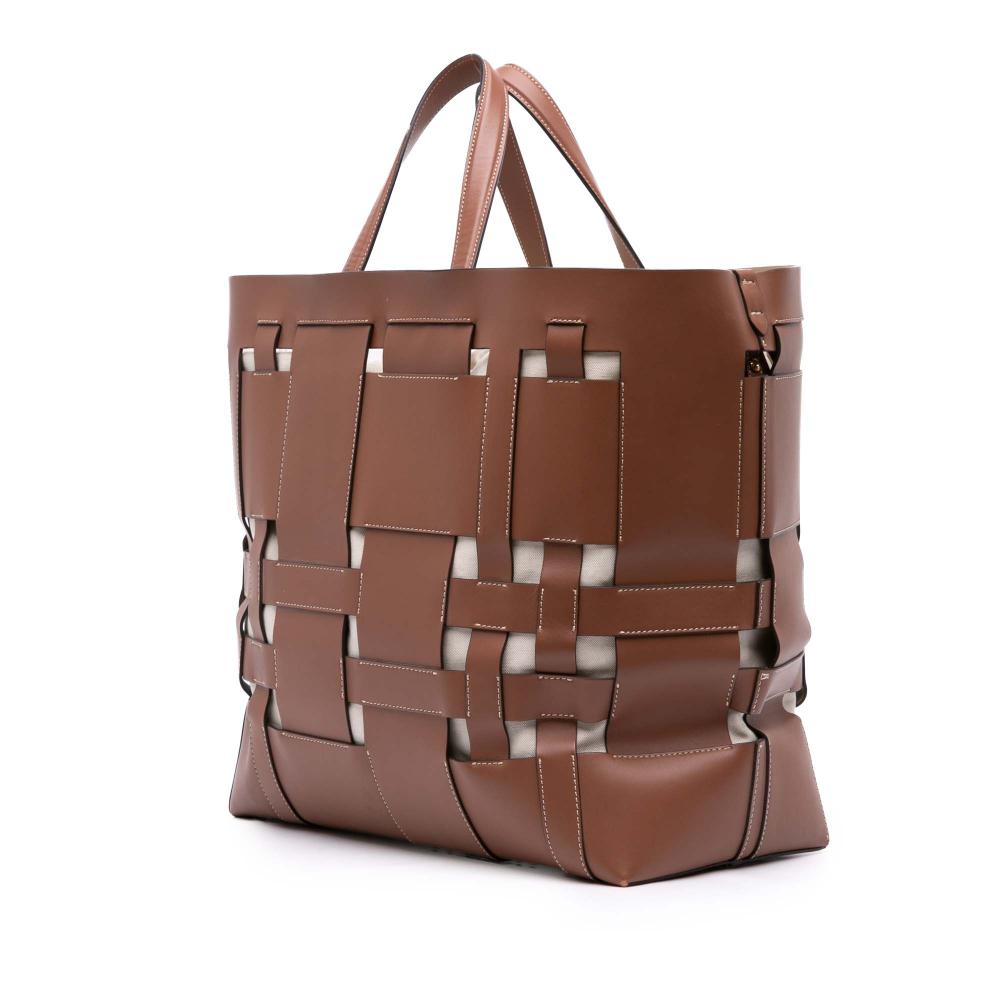 Burberry B Burberry Brown Calf Leather Large Foster Tote Italy