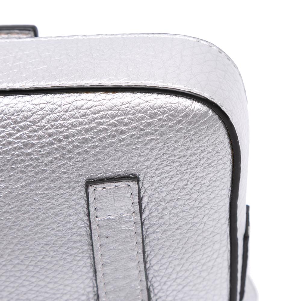 Fendi B Fendi Silver Calf Leather Baguette Crossbody Italy