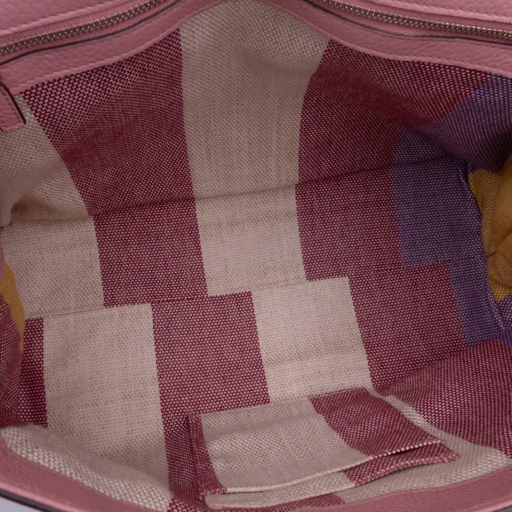 Gucci B Gucci Pink Calf Leather Medium Bamboo Daily Satchel Italy