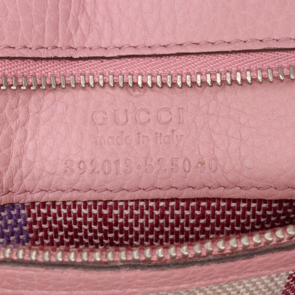Gucci B Gucci Pink Calf Leather Medium Bamboo Daily Satchel Italy