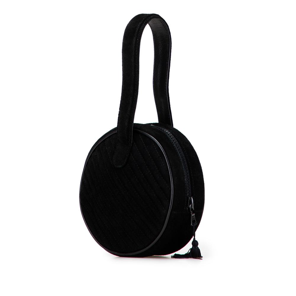Celine B Celine Black Suede Leather Round Tassel Handbag Italy