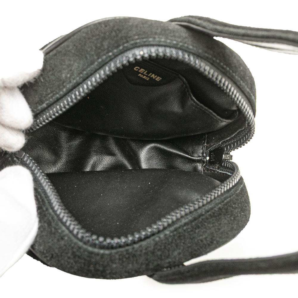 Celine B Celine Black Suede Leather Round Tassel Handbag Italy