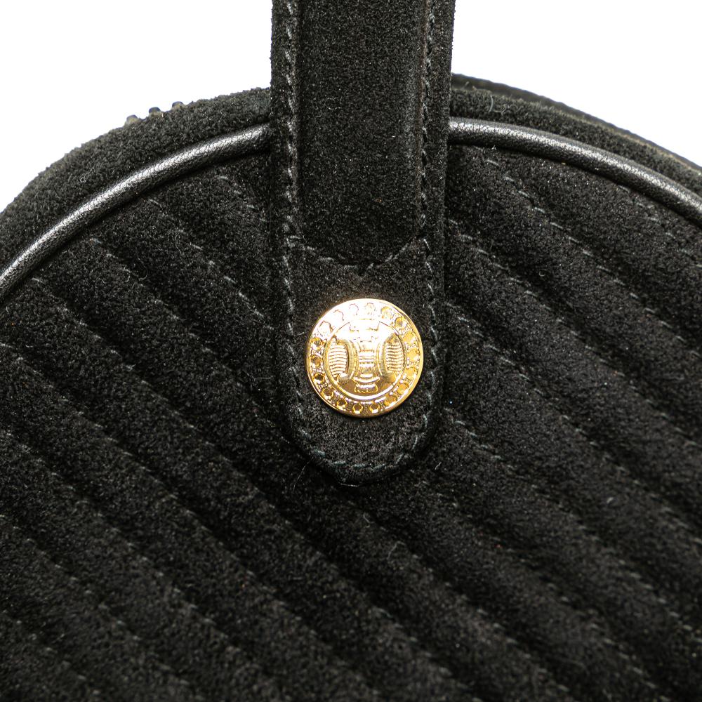 Celine B Celine Black Suede Leather Round Tassel Handbag Italy