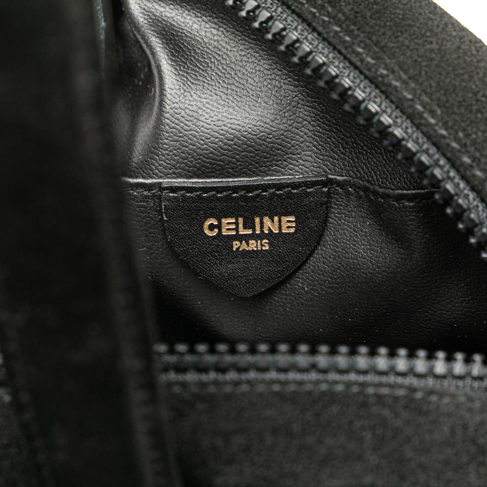 Celine B Celine Black Suede Leather Round Tassel Handbag Italy