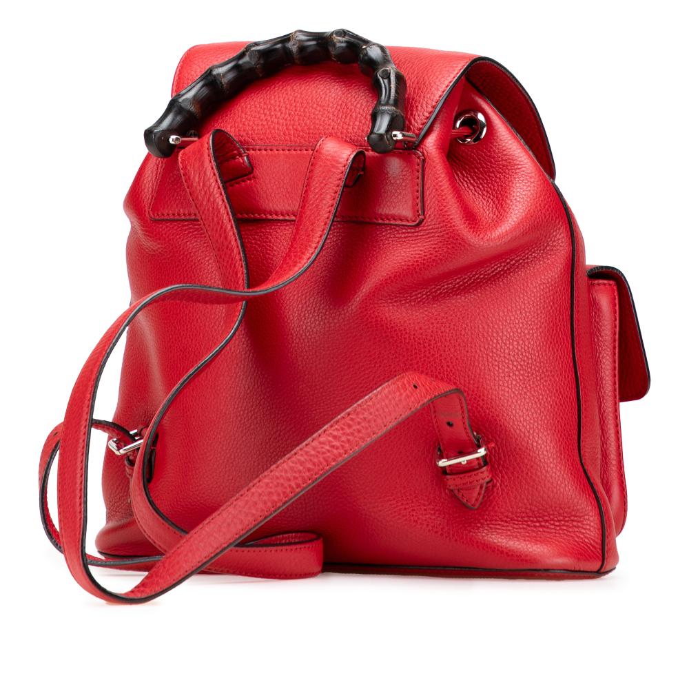 Gucci B Gucci Red Calf Leather Bamboo Tassel Backpack Italy