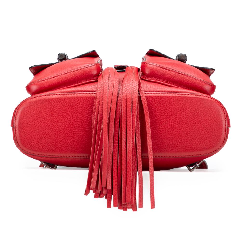 Gucci B Gucci Red Calf Leather Bamboo Tassel Backpack Italy