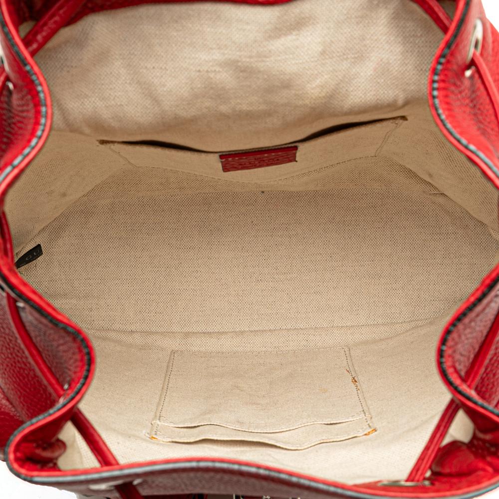 Gucci B Gucci Red Calf Leather Bamboo Tassel Backpack Italy