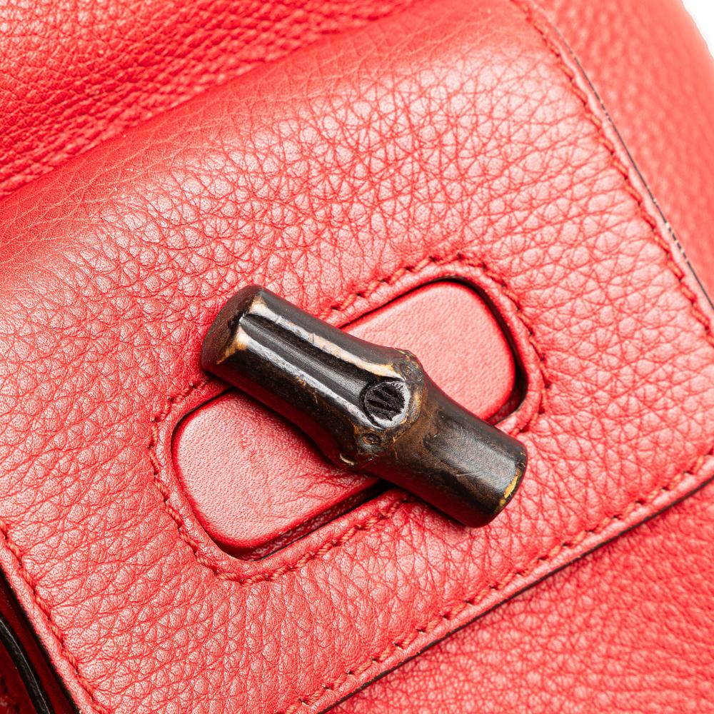 Gucci B Gucci Red Calf Leather Bamboo Tassel Backpack Italy
