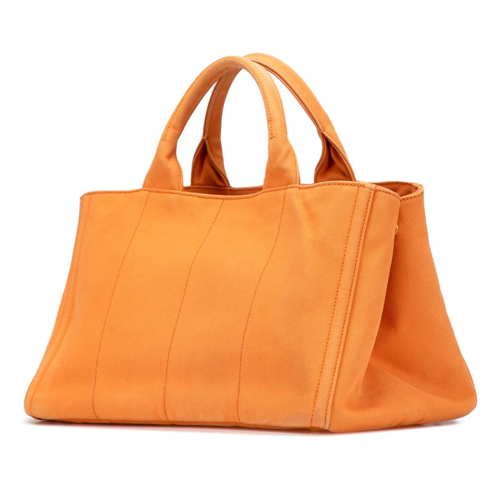 Prada B Prada Orange Canvas Fabric Canapa Bijoux Satchel Italy